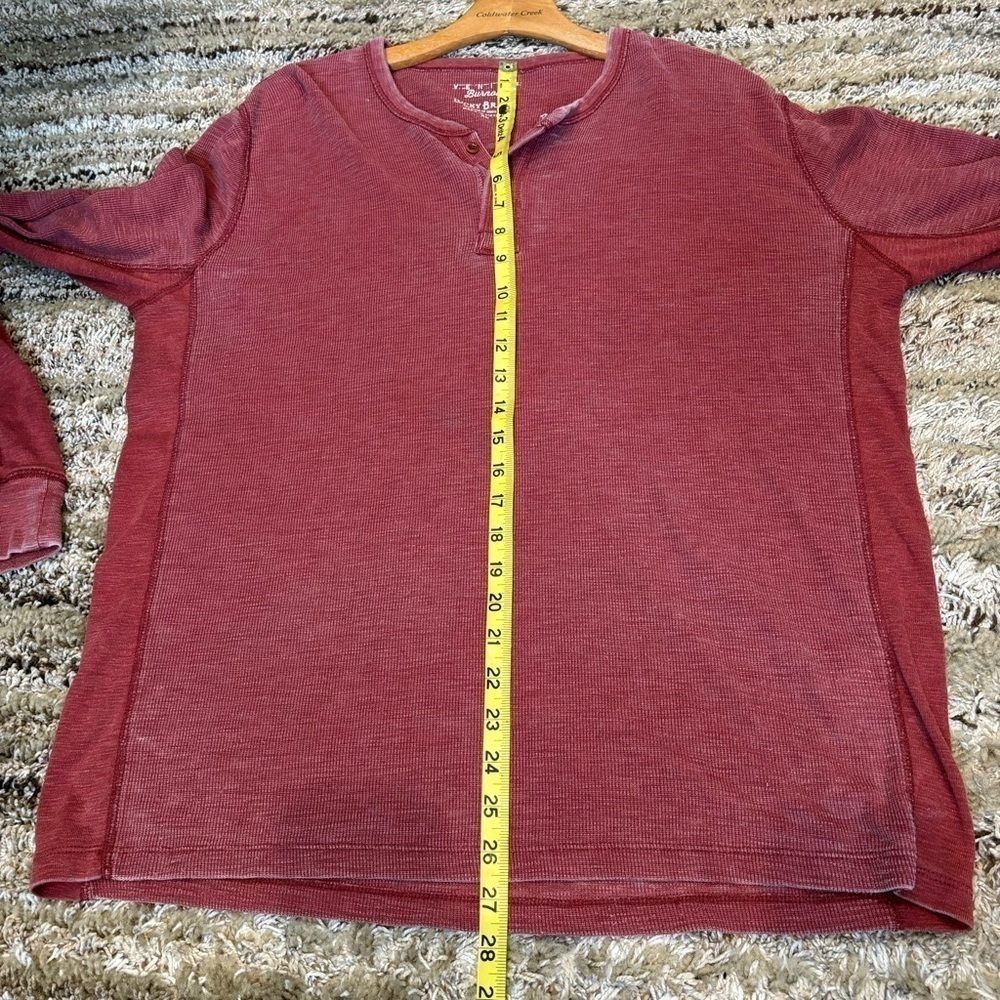 Lucky Brand XL Venice Burnout Henley Waffle Knit Thermal Rust Red - Picture 10 of 11